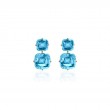 Blue Topaz 2 Tier Cushion Cut Earrings in 18K Yellow Gold.