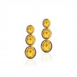3 Tier Oval Citrine Earrings With Tiger Eye Inlay In 18K Yellow Gold.