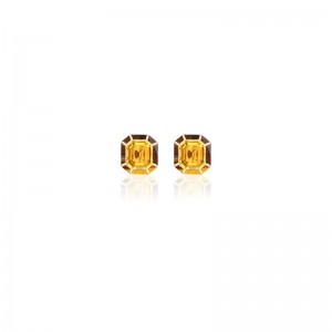 Citrine & Tiger Eye Inlay Studs In 18K Yellow Gold.