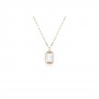 Moon Quartz Emerald Cut Bezel Pendant In 18K Yellow Gold.