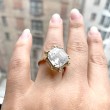 Moon Quartz Asscher Cut Ring with Diamond in 18K Yellow Gold.