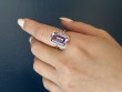 Lavender Amethyst Emerald Cut Ring with Diamond in 18K Rose Gold.