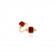 Garnet Emerald Cut Ring with Diamonds in 18K Yellow Gold.