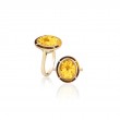 Citrine Oval Ring With Tiger  Eye Inlay In 18K Yellow Gold.
