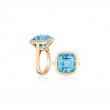 Blue Topaz Cushion Ring In 18K Yellow Gold.