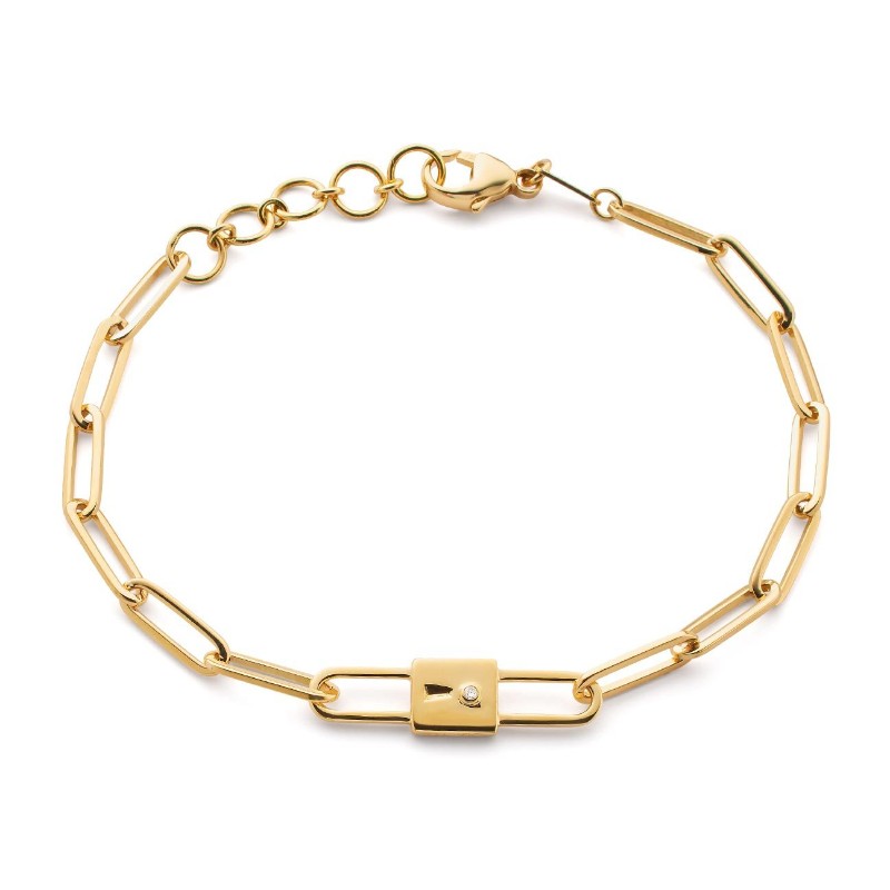 Lock Charm Paperclip Chain Bracelet