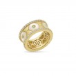 18K Yellow Gold Baia Band Ring  With Diamonds And Mother Of Pearl