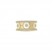 18K Yellow Gold Baia Band Ring  With Diamonds And Mother Of Pearl