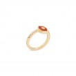 18K Yellow Gold Baia Stackable Ring  With Diamonds And Natural Coral