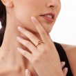 18K Yellow Gold Baia Stackable Ring  With Diamonds And Natural Coral