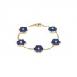 18K Yellow Gold Baia Link Bracelet  With Diamonds And Lapis