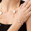 18K Yellow Gold Baia Link Bracelet  With Diamonds And Mother Of Pearl