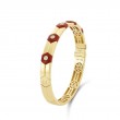 18K Yellow Gold Baia Bangle  With Diamonds And Natural Coral