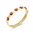 18K Yellow Gold Baia Bangle  With Diamonds And Natural Coral