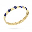 18K Yellow Gold Baia Bangle  With Diamonds And Lapis