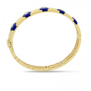 18K Yellow Gold Baia Bangle  With Diamonds And Lapis