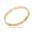 18K Yellow Gold Baia Bangle  With Diamonds And Mother Of Pearl