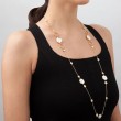 18K Yellow Gold Baia Long Necklace  With Diamonds And Mother Of Pearl