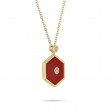 18K Yellow Gold Baia Pendant  With Diamonds And Coral