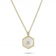 18K Yellow Gold Baia Pendant  With Diamonds And Mother Of Pearl