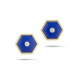 18K Yellow Gold Baia Stud Earrings  With Diamonds And Lapis