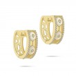 18K Yellow Gold Baia Huggie Earring  With Diamonds And Mother Of Pearl