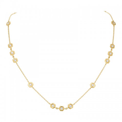 18KT Yellow Gold Diamond Mini B Collection Multi Diamonds by the Yard Necklace