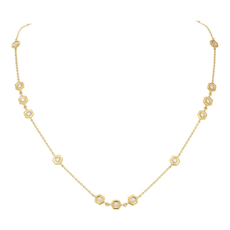 18KT Yellow Gold Diamond Mini B Collection Multi Diamonds by the Yard Necklace