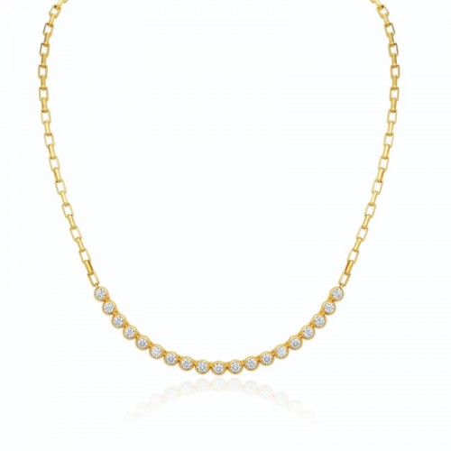 18KT Yellow Gold Diamonds Bezel Set Necklace