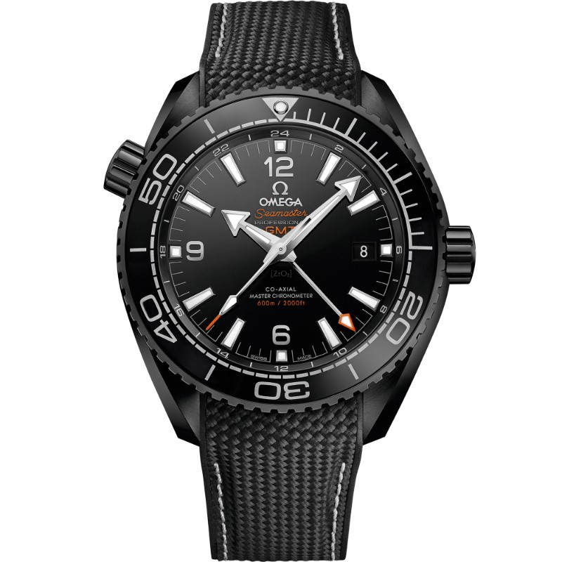 45.5 mm, Black Ceramic On Rubber Strap