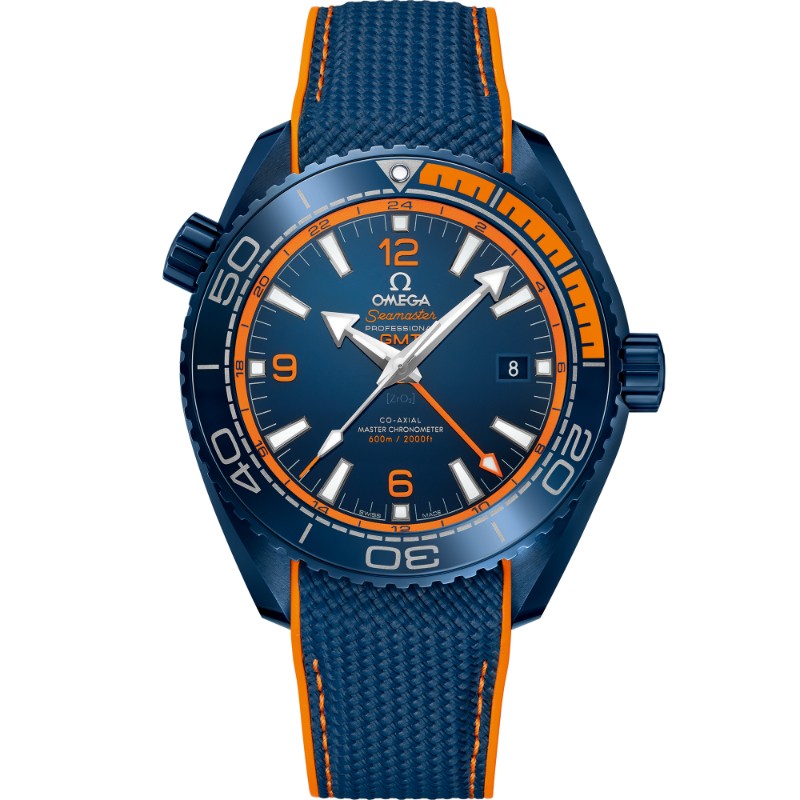 45.5 mm, Blue Ceramic On Rubber Strap