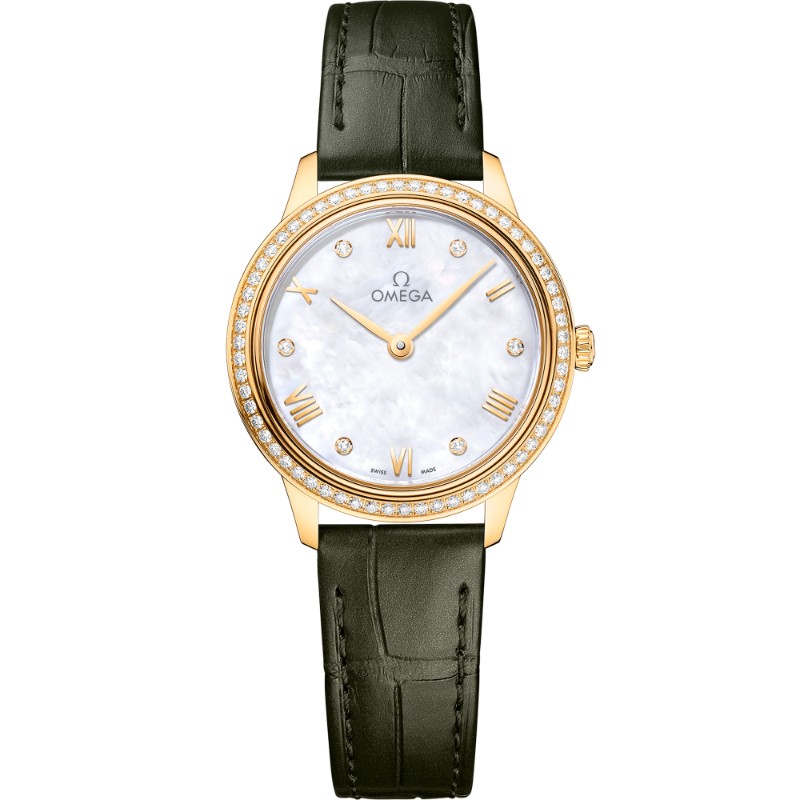 27.5 mm, Yellow Gold On Leather Strap