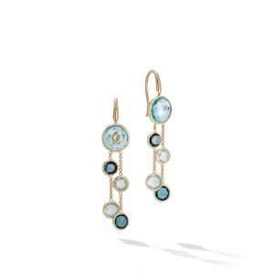 Jaipur 18K Yellow Gold Mixed Blue Topaz Two Strand Earrings