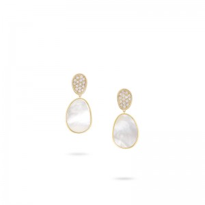 Lunaria 18K Yellow Gold and Diamond White Mother of Pearl Small Drop Earrings