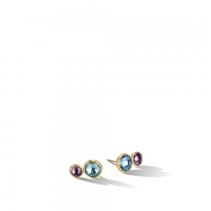 Jaipur 18K Yellow Gold Blue Topaz and Amethyst Stud