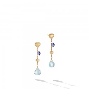 Paradise 18K Yellow Gold Iolite and Blue Topaz Short Drop Earrings