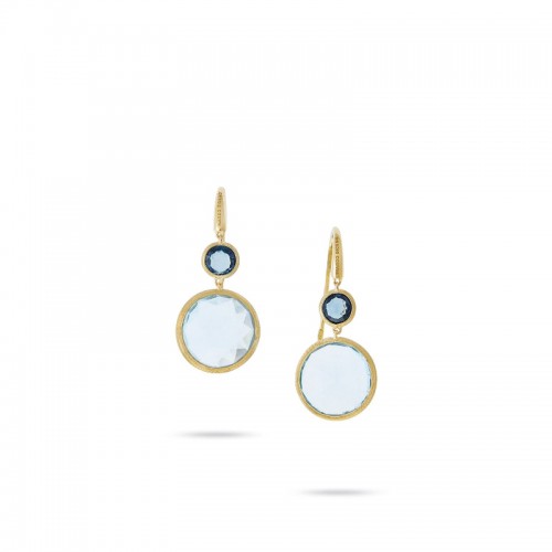 Jaipur 18K Yellow Gold Mixed Blue Topaz Drop Earrings