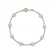 Akoya Cultured Pearl Station Bracelet 5mm Yellow Gold