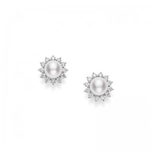 Akoya Cultured Pearl Earrings with Diamonds