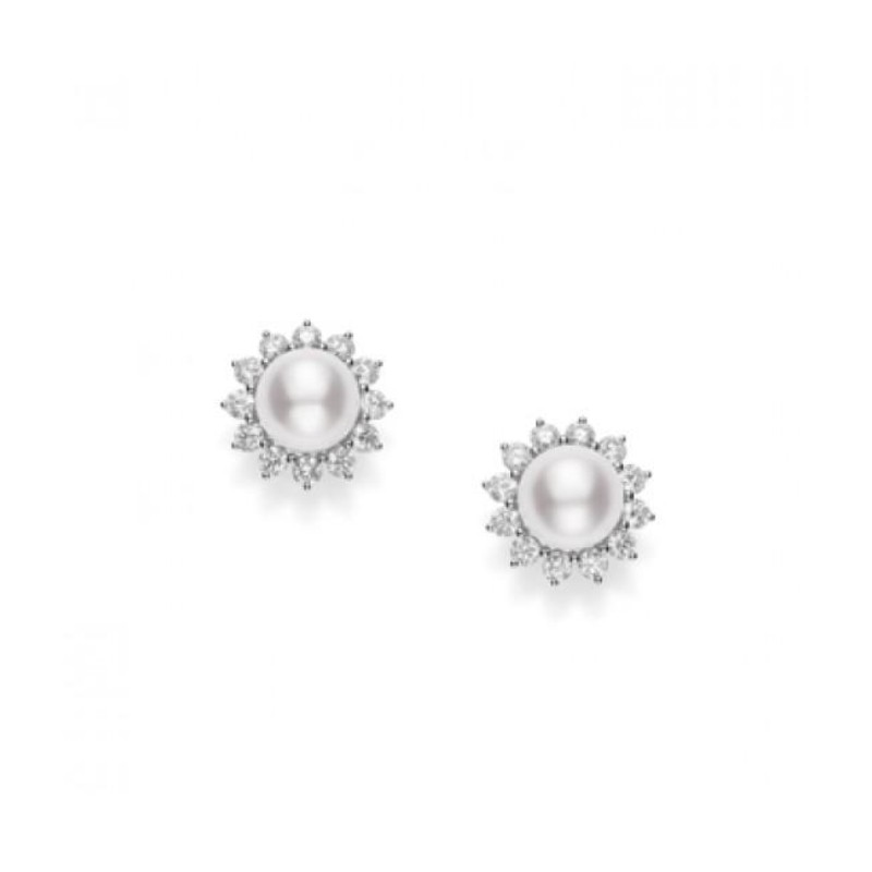 Akoya Cultured Pearl Earrings with Diamonds