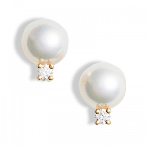 Akoya Cultured Pearl & Diamond Earrings