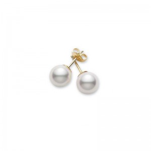 Akoya Cultured Pearl Stud Earrings 7.5-8mm AA