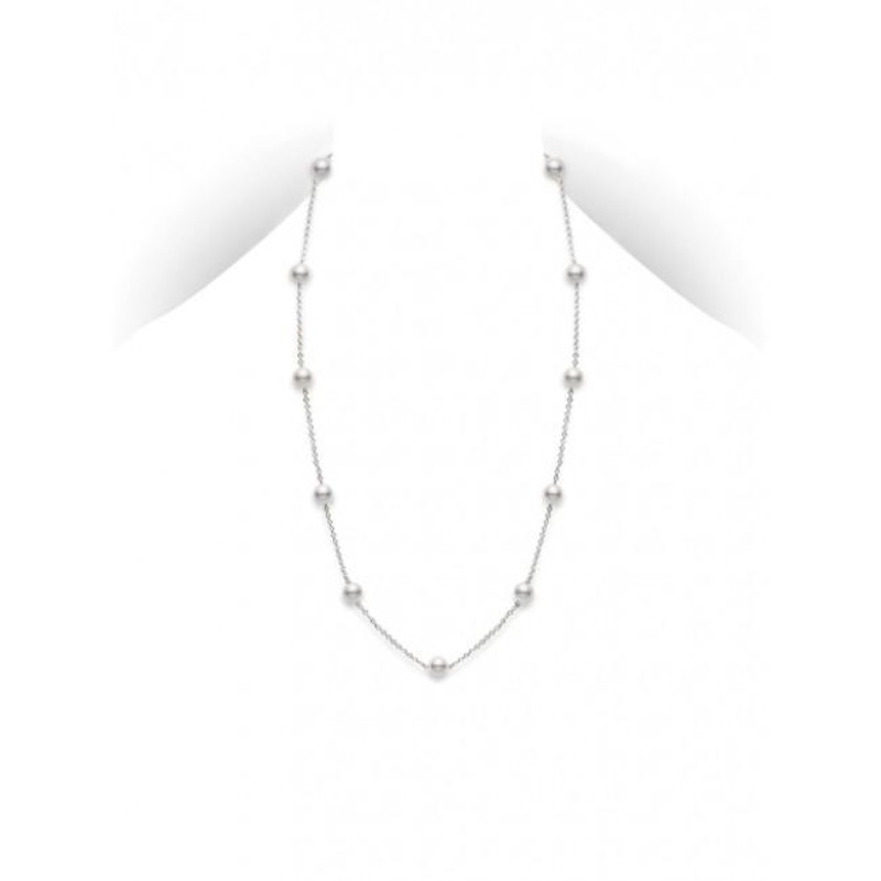 Akoya Cultured Pearl Station Necklace 5.5mm A+