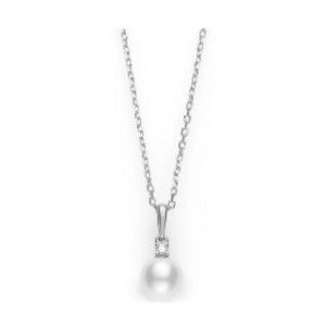 Akoya Cultured Pearl and Diamond Pendant 6-6.5mm