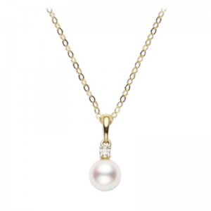 Akoya Cultured Pearl and Diamond Pendant 6-6.5mm A+
