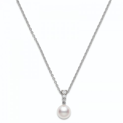 Morning Dew Akoya Cultured Pearl Pendant in 18K White Gold