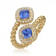 2 SQ Cushion Blue Sapphire 2.88ct, 40 RD Diamonds 0.29ct