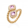2 SQ Cushion Pink Sapphire 2.43ct, 40 RD Diamonds 0.29ct