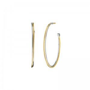 Two-Tone Silver Lining Hoop Earrings