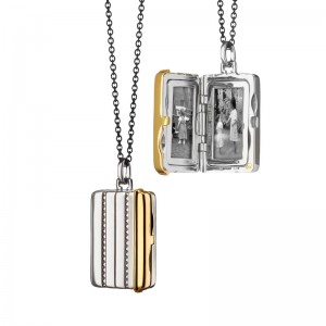 Rectangular Pinstripe Two-Tone Locket